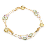 Yellow Gold Multi-Colored Semi-Precious Long RDV Necklace