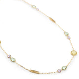 Yellow Gold Multi-Colored Semi-Precious Long RDV Necklace