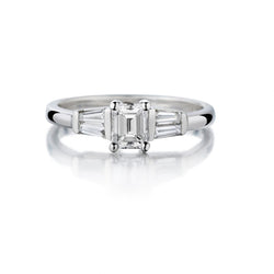 0.65 Carat Emerald Cut Diamond Art Deco Engagement Ring