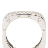 White Gold Square-Shaped Pavé-Set Diamond Ring