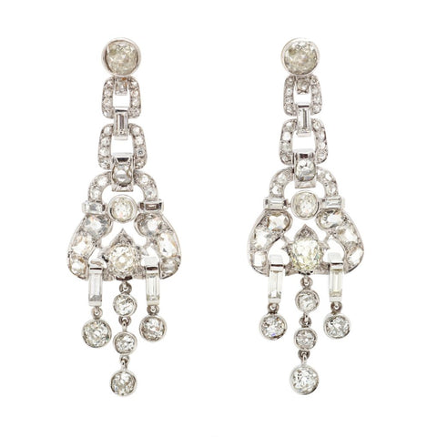 Art-Deco Diamond Chandelier Show-Stopper Earrings