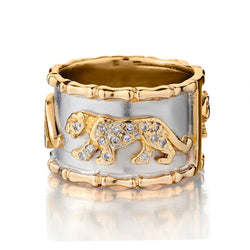 Ladies 14kt Panther Diamond Band