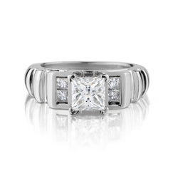 1.02 Carat Princess Cut Diamond White Gold Engagement Ring