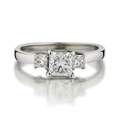 1.48 Carat Total Weight Princess Cut Diamond Three-Stone Ring