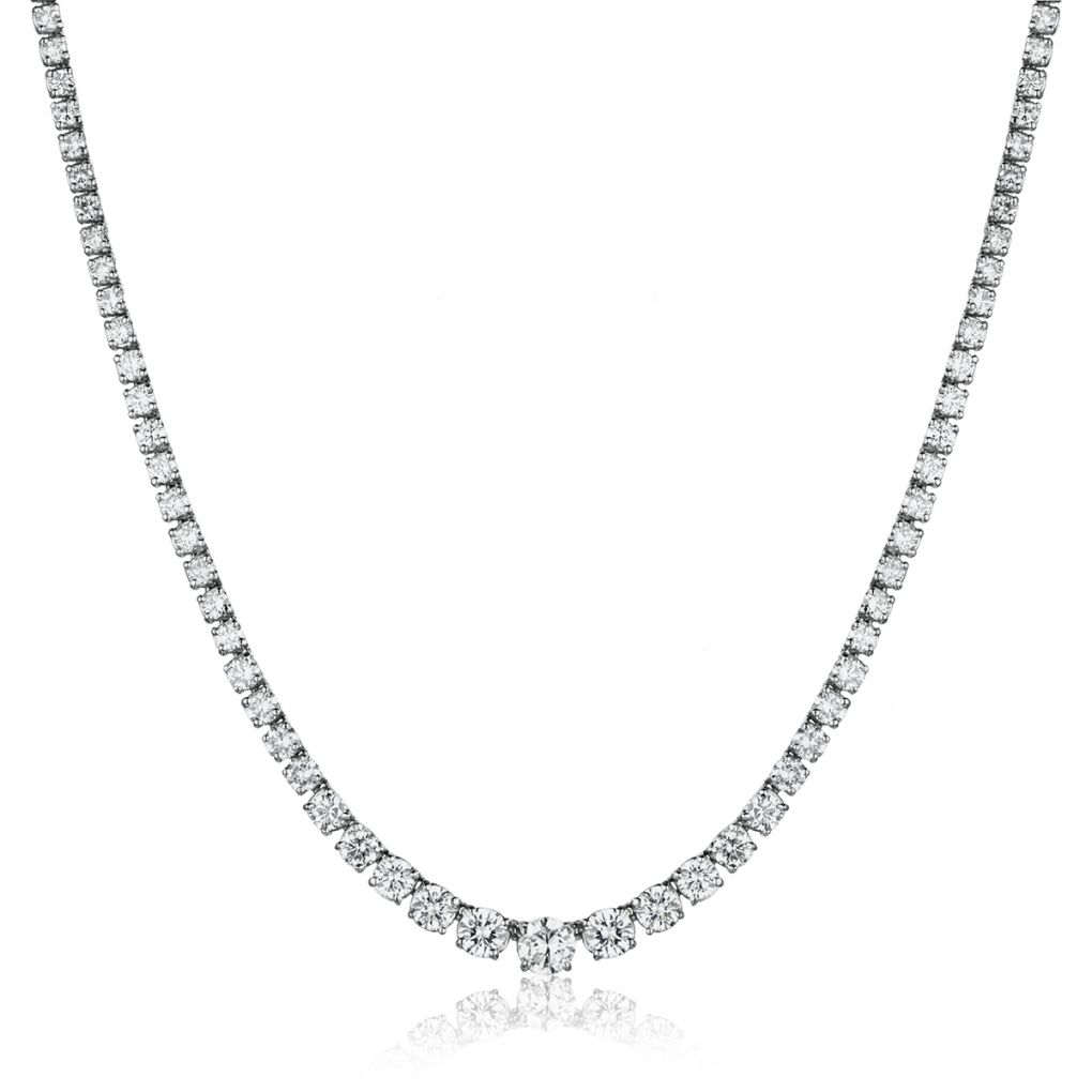 18kt White Gold  Diamond  "Tennis Necklace ". 11.00ct Tw