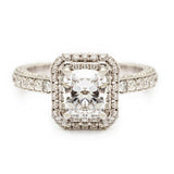 1.01 Carat Natural Cushion-Cut Diamond Halo-Set WG Ring