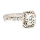 1.01 Carat Natural Cushion-Cut Diamond Halo-Set WG Ring