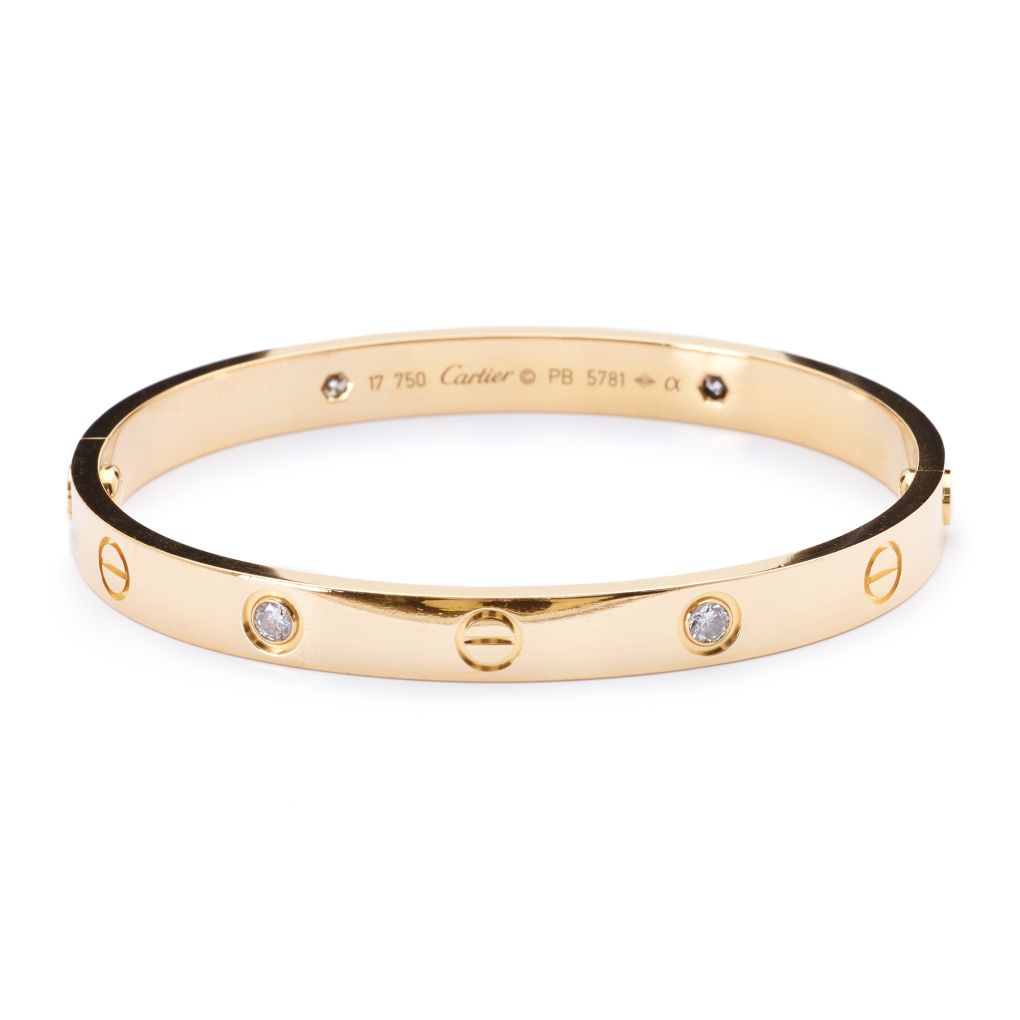 Cartier Rose Gold & Diamond Love Bangle. Size 18. B& P