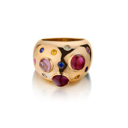 18kt Yellow Gold Precious And Semi-Precious Stone Ring. Weight: 27.5 grams