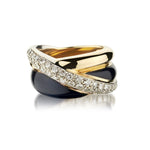 La Nouvelle Bague 3 Row Enamel And Diamond Crossover Ring