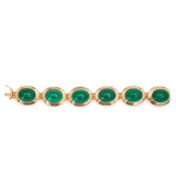Chunky 18kt Yellow Gold Bezel-Set Malachite Stone Bracelet
