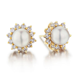 Tiffany & Co. Cultured Pearl And Diamond Single Row Alternating Diamond Earrings