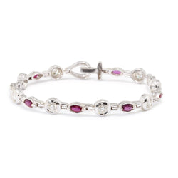 Marquise-Cut Ruby And Diamond White Gold Bracelet