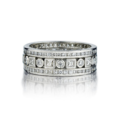 1.05 Carat Total Princess And Brilliant Cut Diamond Eternity Band