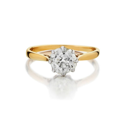 1.50 Carat Old-Mine Cut Diamond Solitaire Engagement Ring