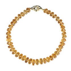 18KT Yellow And White Gold Citrine Gemstone Beaded Necklace