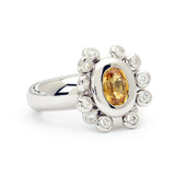 Citrine & Movable Round Brilliant Cut Diamonds 18KT Ring