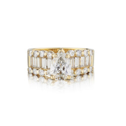 1.68 Carat Natural Pear-Shaped Diamond Yellow And White Gold Custom-Made Ring