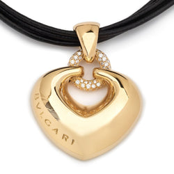 Bvlgari Puffed Heart & Diamond Yellow Gold Necklace