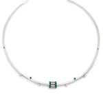 Green Emerald & Diamond Rolling Tube Choker Necklace