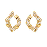 Geometric Yellow Gold And Diamond Hoop Earrings