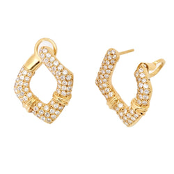 Geometric Yellow Gold And Diamond Hoop Earrings