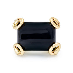 Gucci Yellow Gold Cabachon Onyx Stirrup Cocktail Ring