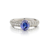 1.80 Carat Blue Sapphire And Diamond White Gold Ring