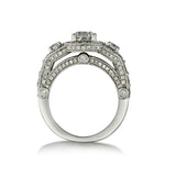2.01 Carat Total Round Brilliant Cut Diamond Halo-Set Ring