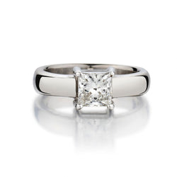 1.12 Carat Princess Cut Diamond White Gold Solitaire Engagement Ring