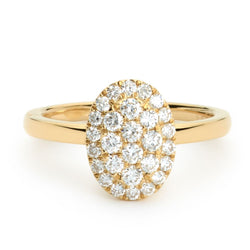 Round Brilliant Cut Diamond Micro-Pavé Cluster Gold Ring