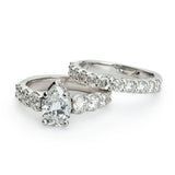 GIA-Certified Pear-Shaped Diamond Engagement Ring Set