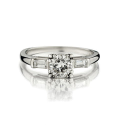 0.55 Carat Old-European Cut Diamond Art-Deco Engagement Ring