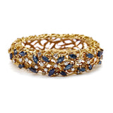 "Kutchinsky" Yellow Gold Sapphire & Diamond Bangle. 91 Grams
