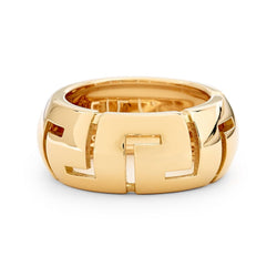 Versace 18KT Yellow Gold Greek Key Pattern Ring
