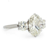 3.65 Carat Oval-Cut Diamond Three Stone Plat Ring