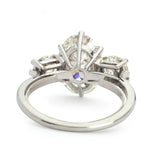 3.65 Carat Oval-Cut Diamond Three Stone Plat Ring