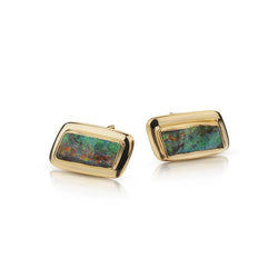 Opal Gemstone Custom Made 18KT Yellow Gold Unique Large Cufflinks