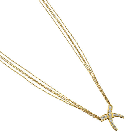Diamond "X" Diamond Four-Strand Yellow Gold Necklace