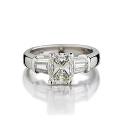 1.75 Carat Natural Radiant Cut Diamond White Gold Engagement Ring