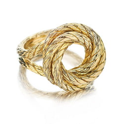 18KT Yellow Gold Twisted Rope Detailed Cocktail Ring