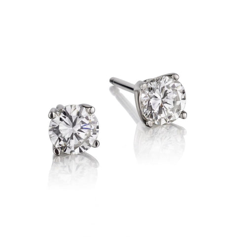 0.70 Carat Total Weight Round Brilliant Cut Diamond Stud Earrings