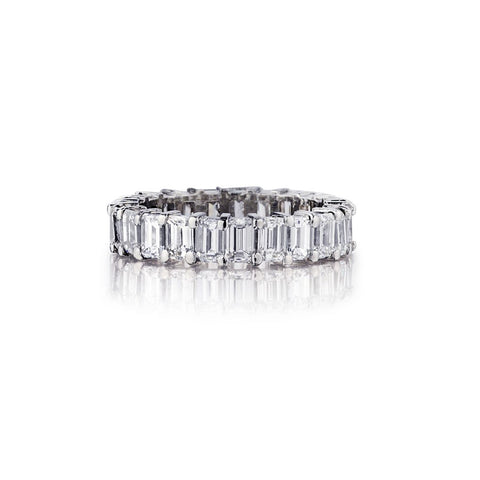 Platinum Emerald Cut Diamond Eternity Band. 4.00ct Tw