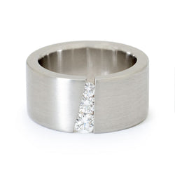 Platinum Matte Finish Custom Made Wide Diamond Band