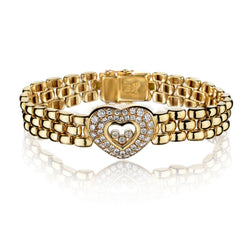 Chopard 18KT Yellow Gold Happy Diamond Heart Bracelet