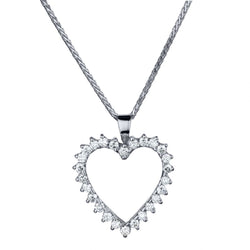 Ladies 14kt W/G Open Heart Pendant. 1.00ct Tw
