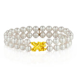 Tiffany & Co 18kt Y/G  "X" Clasp Collection . Double Row Pearl Bracelet.