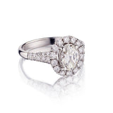 1.01 Carat Natural Oval-Cut Diamond Halo-Set 18kt WG Ring