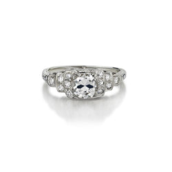 0.72 Carat Total Old-Cut Diamond Art-Deco Engagement Ring