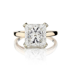 5.12 Carat Princess Cut Diamond Solitaire Yellow Gold Engagement Ring